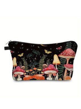 Mushroom Makeup Bag Cosmetic Clutch Pouch Travel Hippie Boho Wonderland Trip NEW
